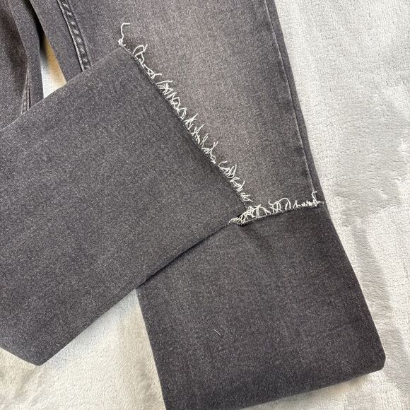 Zara Women’s Size 6 Gray Black Straight Leg Jeans Raw Hem 99% Cotton - Picture 4 of 7